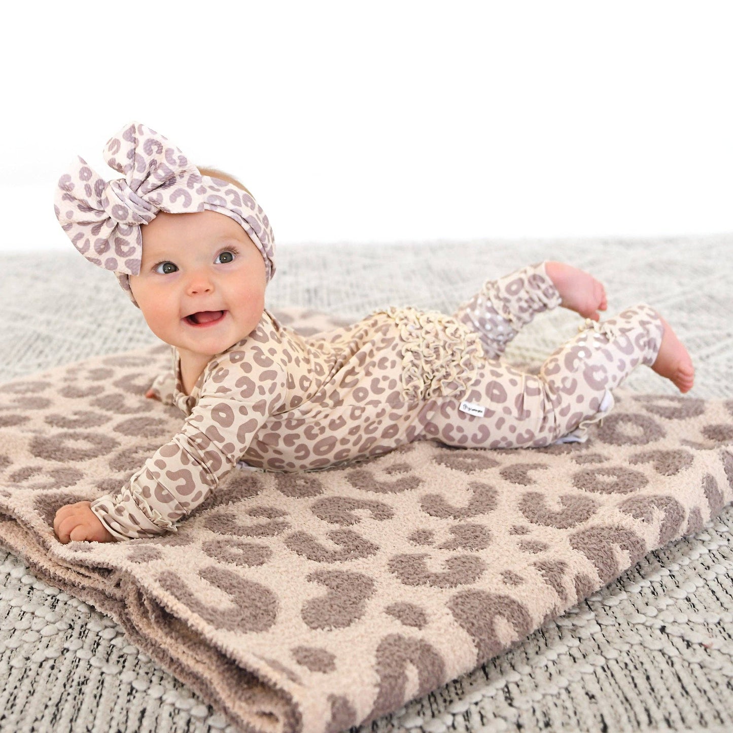 Amari Leopard RUFFLE ZIP Bamboo Onesie