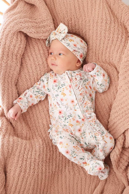 Winnie's Wildflowers Ruffle Zipper Footie