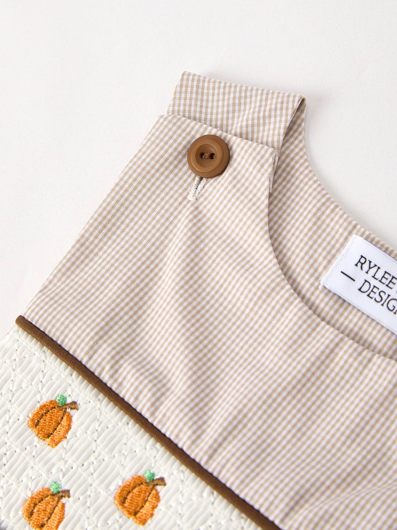 Pumpkin Smock Embroidered Boys Romper