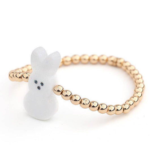 Kids' acrylic peeps bunny bracelet Easter beaded bracelet: White