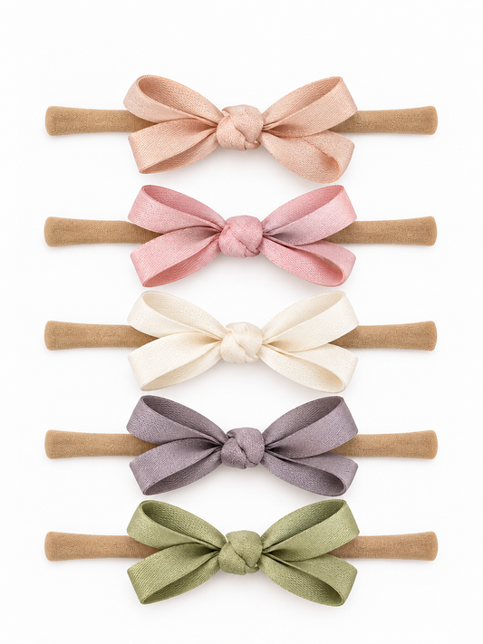5-Pack Petite Nylon Bows,Blushed Sage