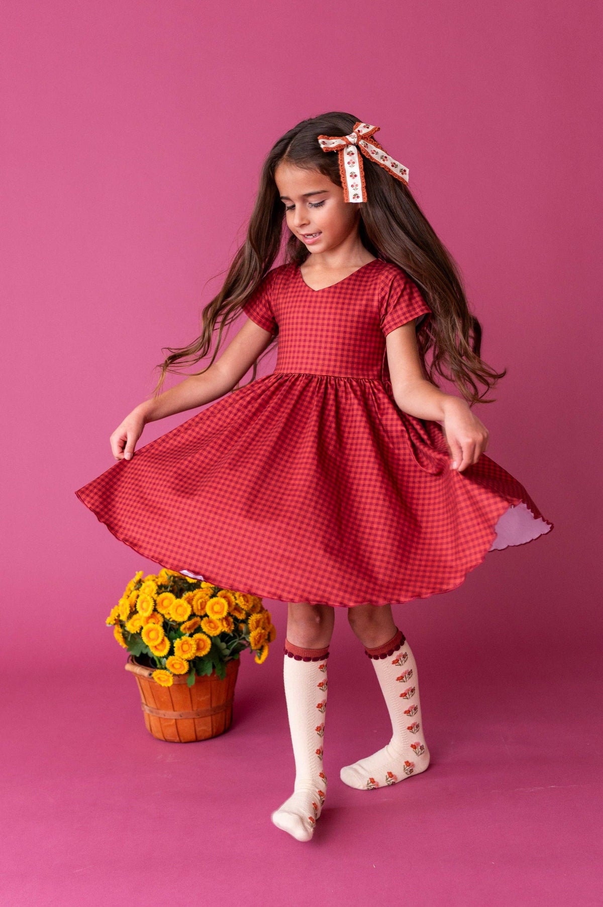 Posie Knee Socks - Rust: 1.5-3 YEARS