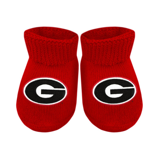 Georgia Bulldogs Newborn Bootie Sock: Red / Circle G / Newborn