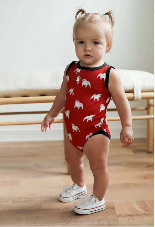 Red Bulldog Bamboo Onesie