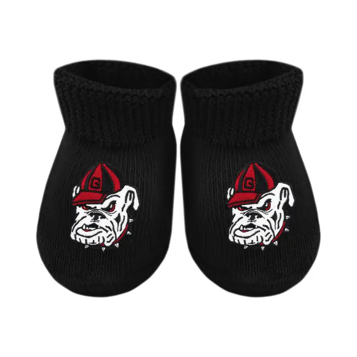 Georgia Bulldogs Newborn Bootie Sock - Black Bulldog