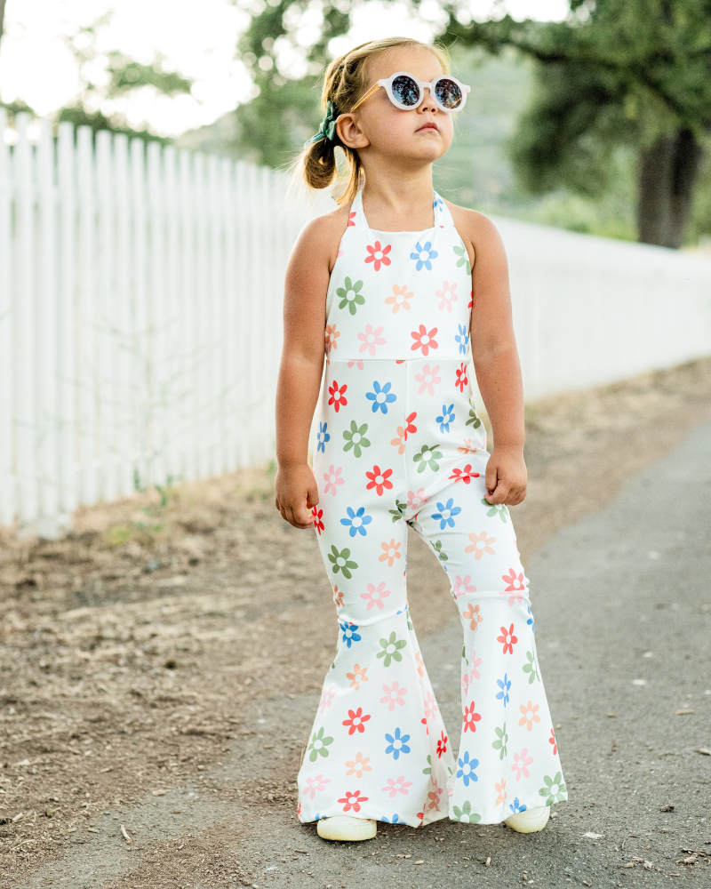 Andi Pleated Bell Bottom Jumpsuit - Summer Blooms