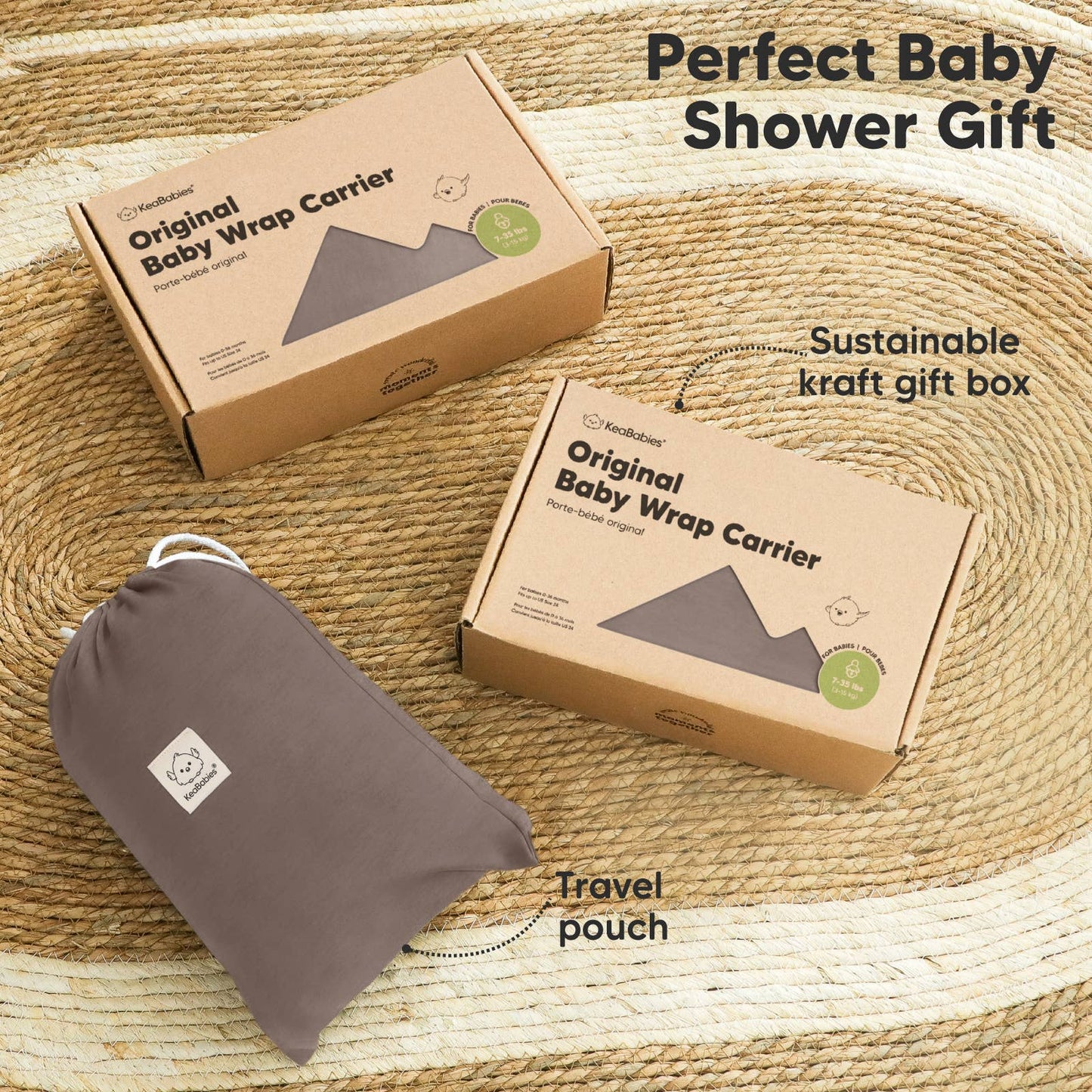 KeaBabies Original Baby Wrap Carrier: Copper Gray