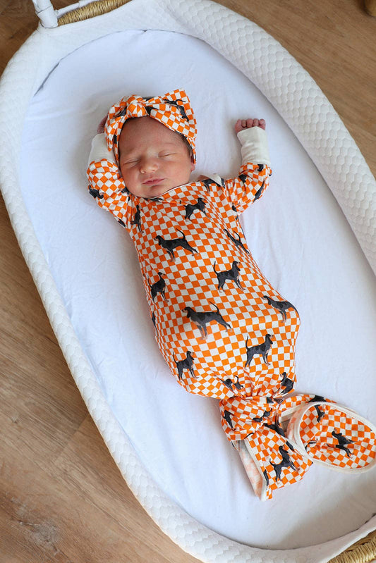 Coonhound Bamboo Knotted Gown: Newborn