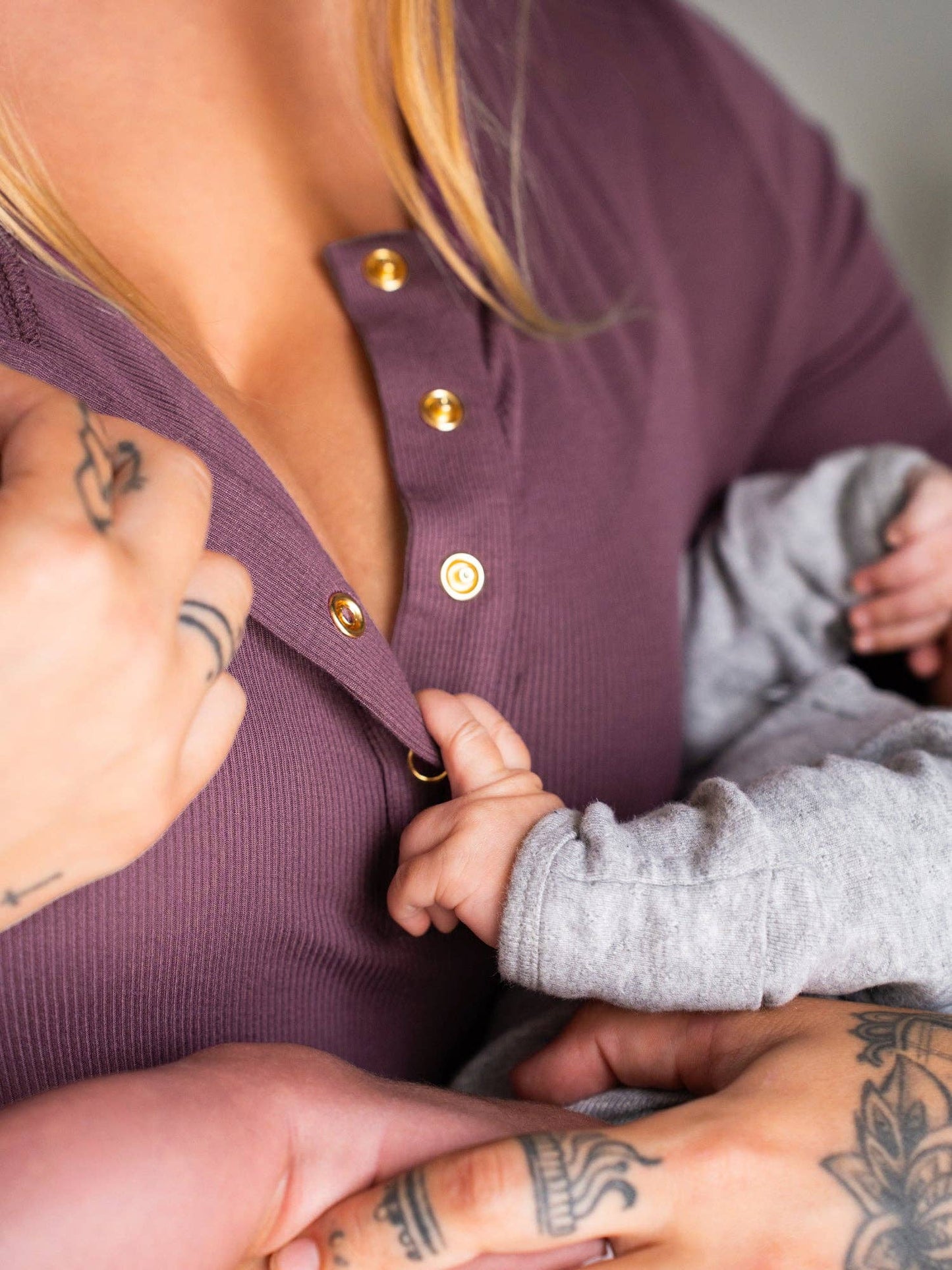 Ribbed Bamboo Maternity/Nursing Nightgown: Burgundy Plum