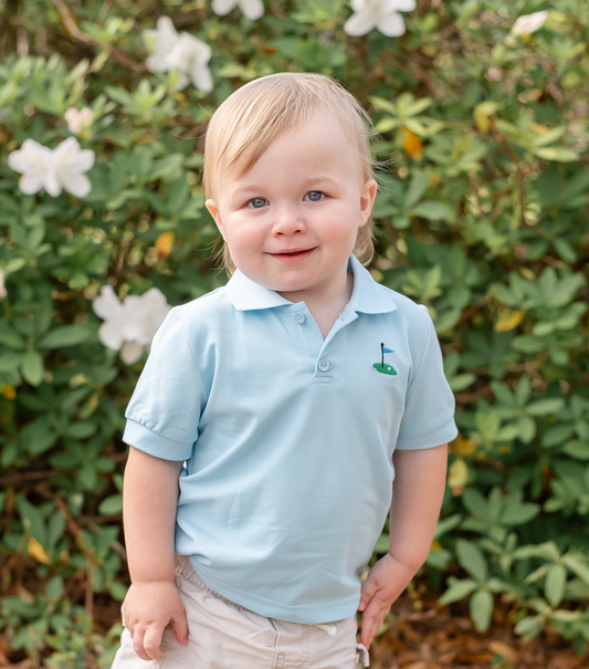 Light Blue Golf Hole Polo Shirt: 12-18M