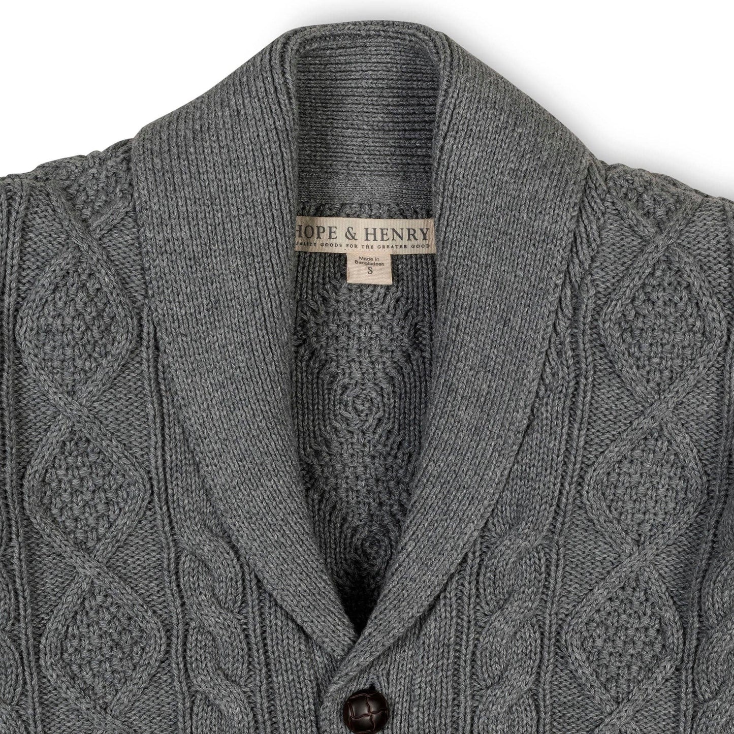 Organic Shawl Collar Cardigan: Dark Gray Heather