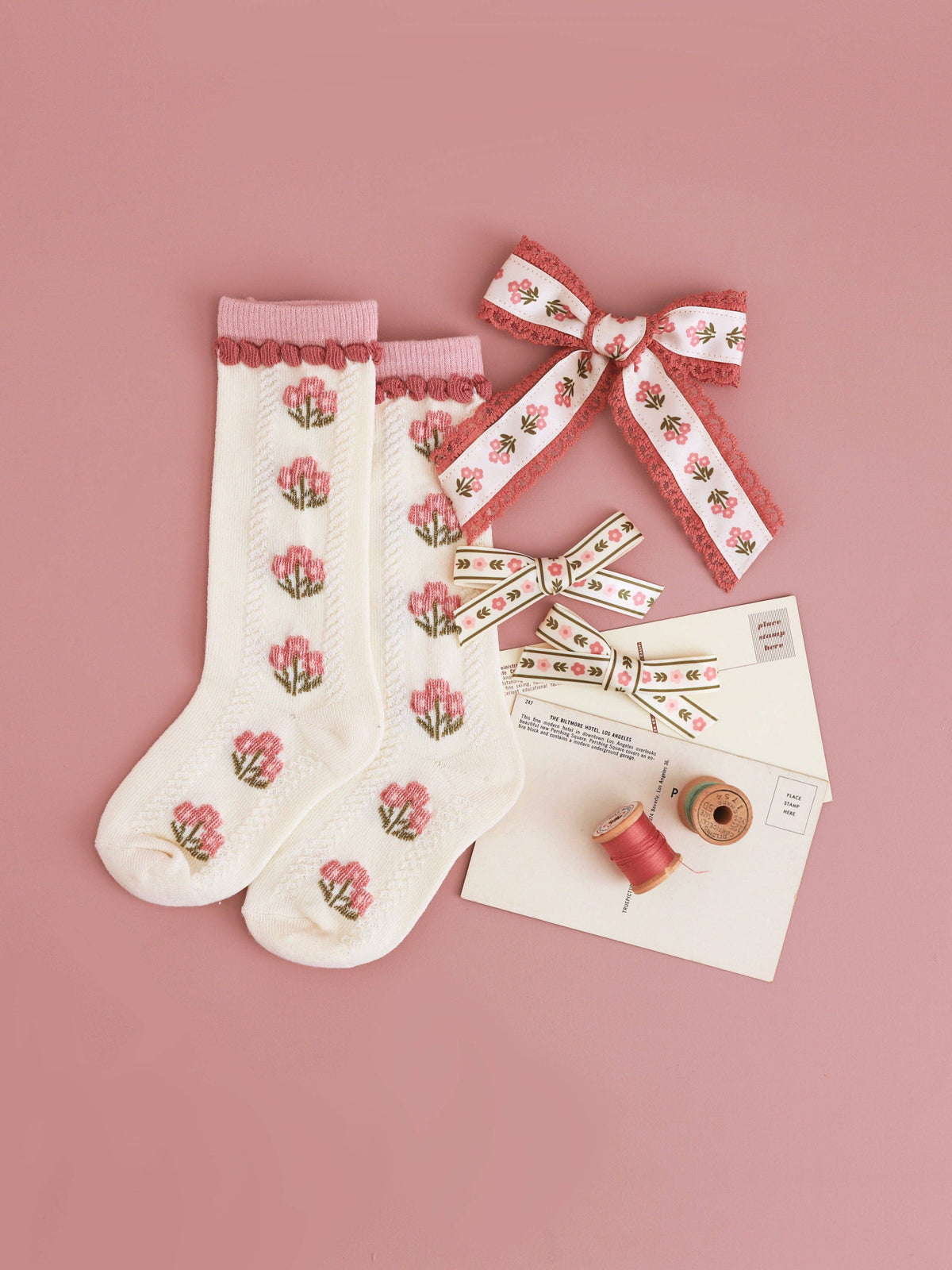 Posie Knee Socks - Old Rose: 1.5-3 YEARS