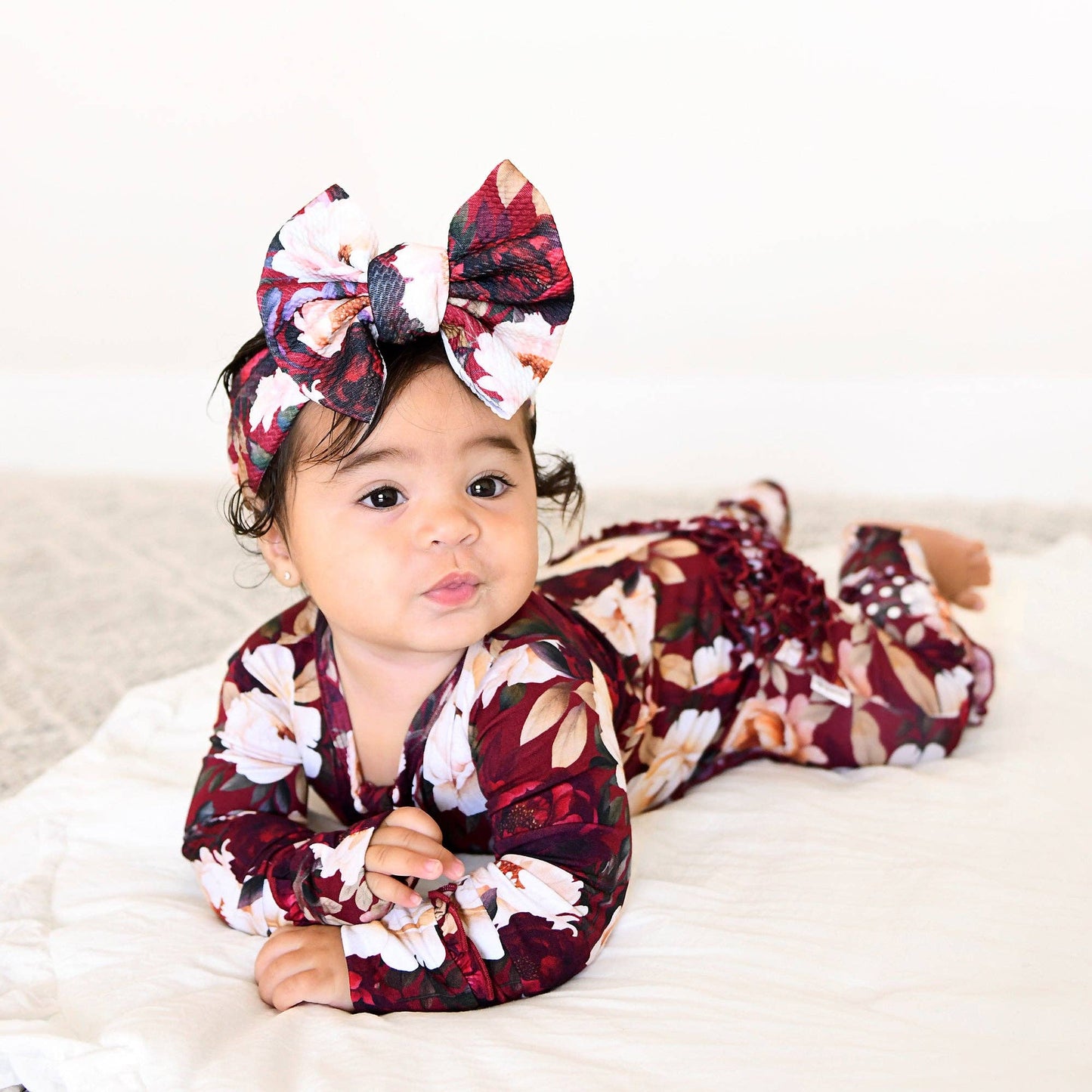 Maya RUFFLE ZIP Bamboo Onesie Floral