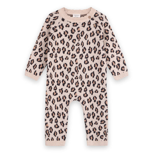 Leopard Jacquard Knit Baby Jumpsuit