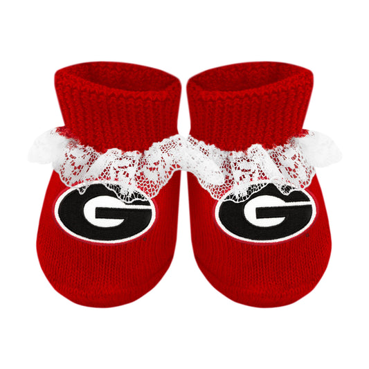 Georgia Bulldogs Newborn Lace Booties