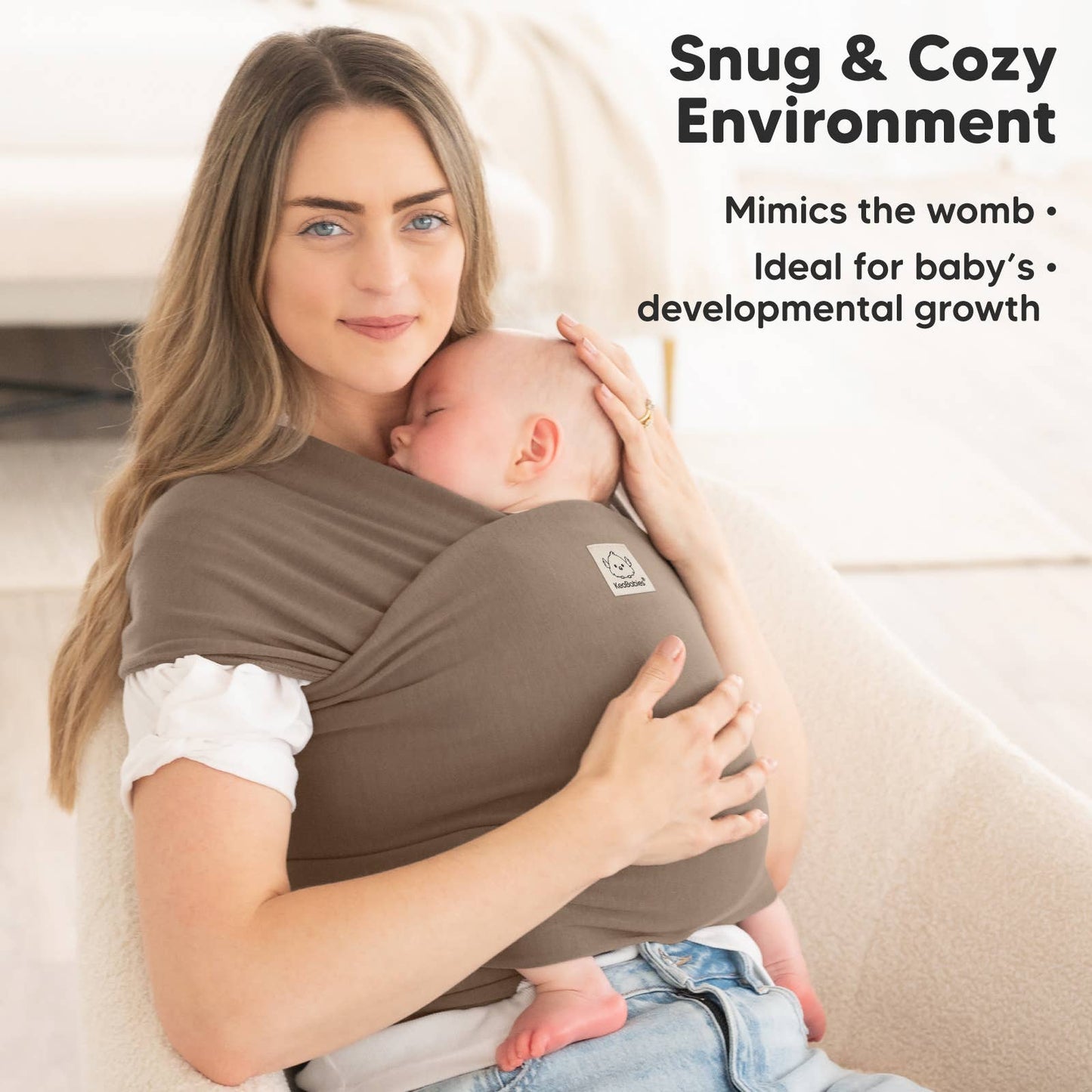 KeaBabies Original Baby Wrap Carrier: Saddle Brown