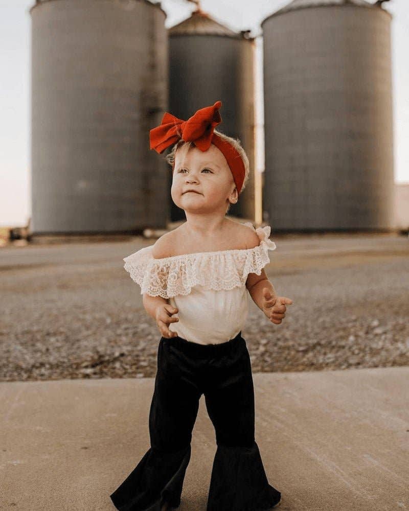 Lina Pleated Velour Bell Bottoms