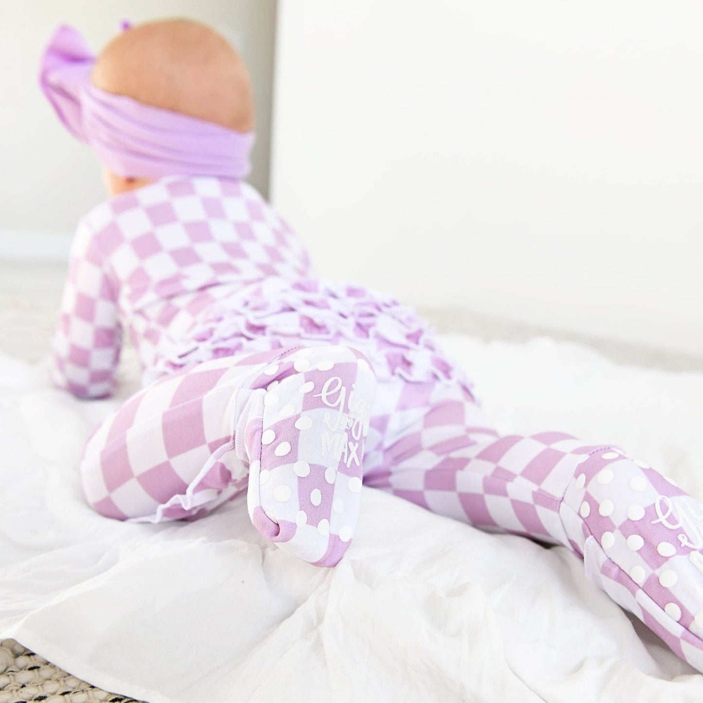 Myla Purple Checks Ruffle Zip