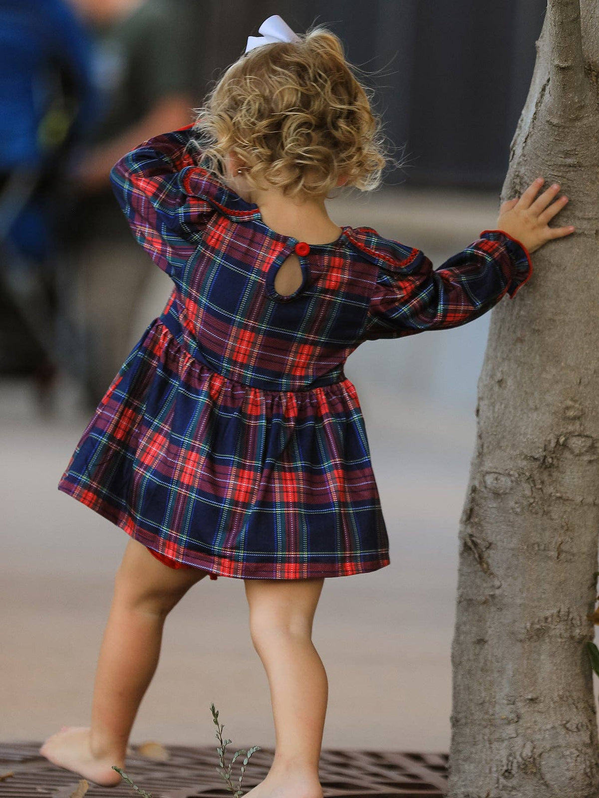 Fall Plaid Set Petal Collar Puff Sleeve Bloomer