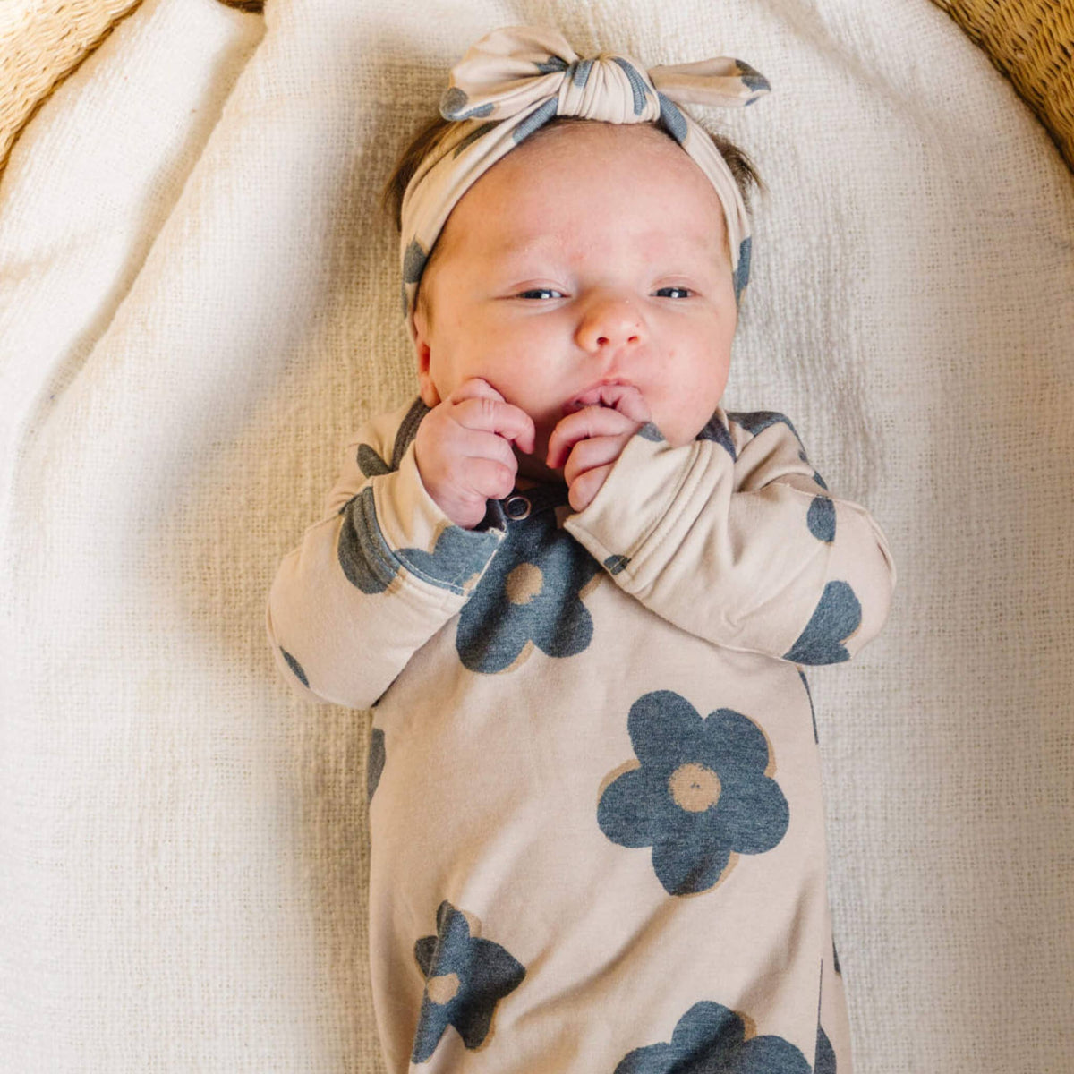Copper Pearl - Newborn Knotted Gown - Gemma In Tan