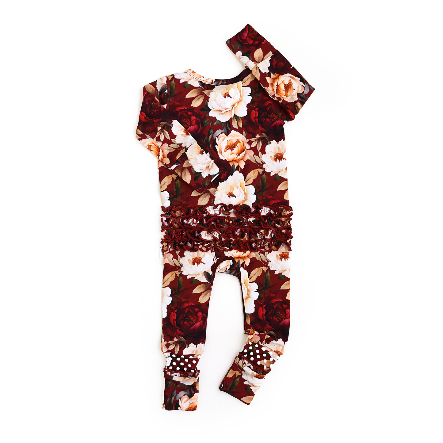 Maya RUFFLE ZIP Bamboo Onesie Floral