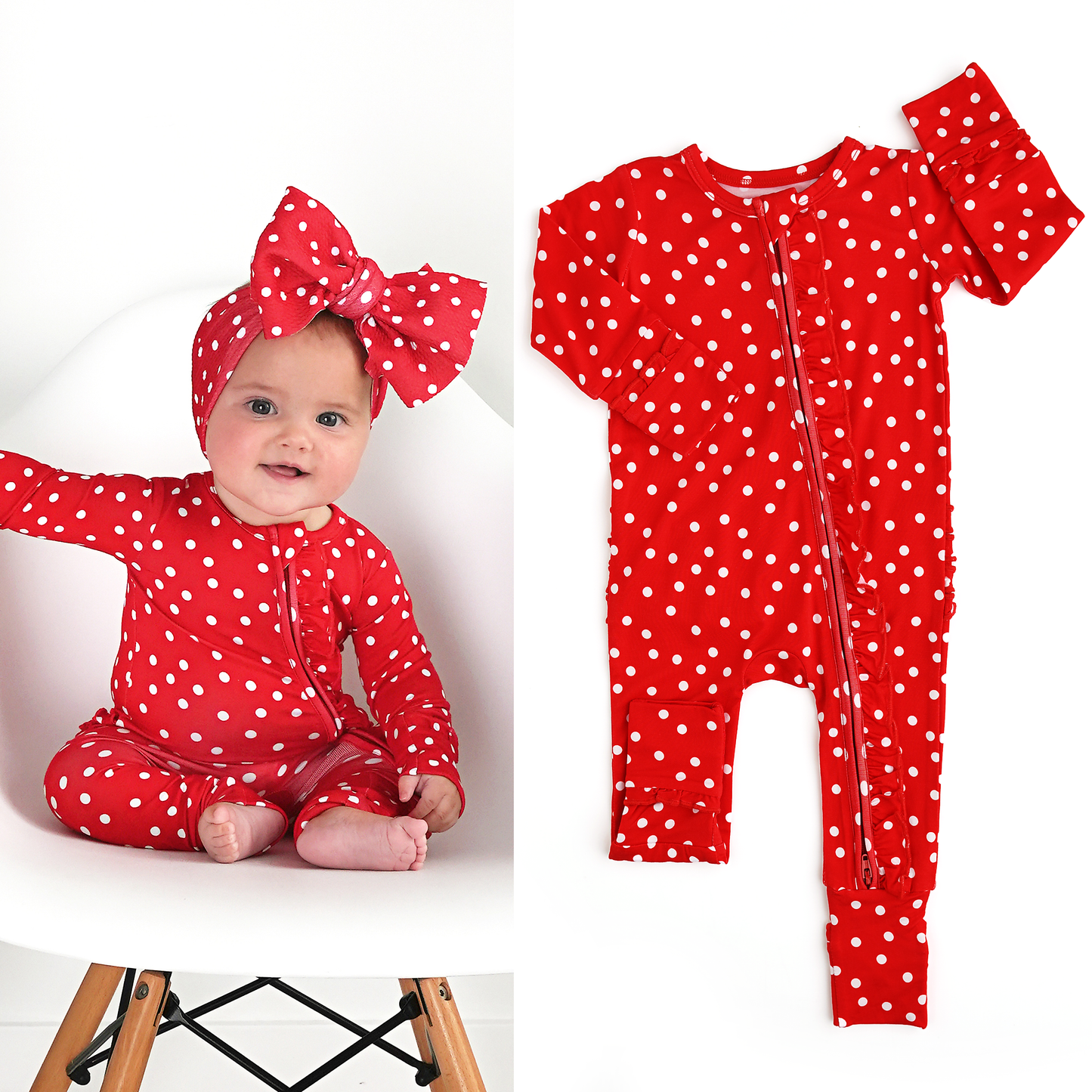 Ruffle Zip Polka Dot Sleeper