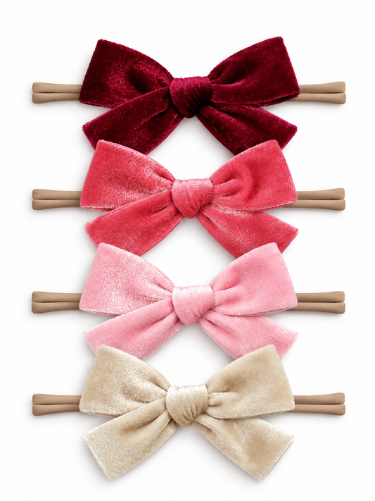 4-Pack Velvet Nylon Bows,Vintage Rose