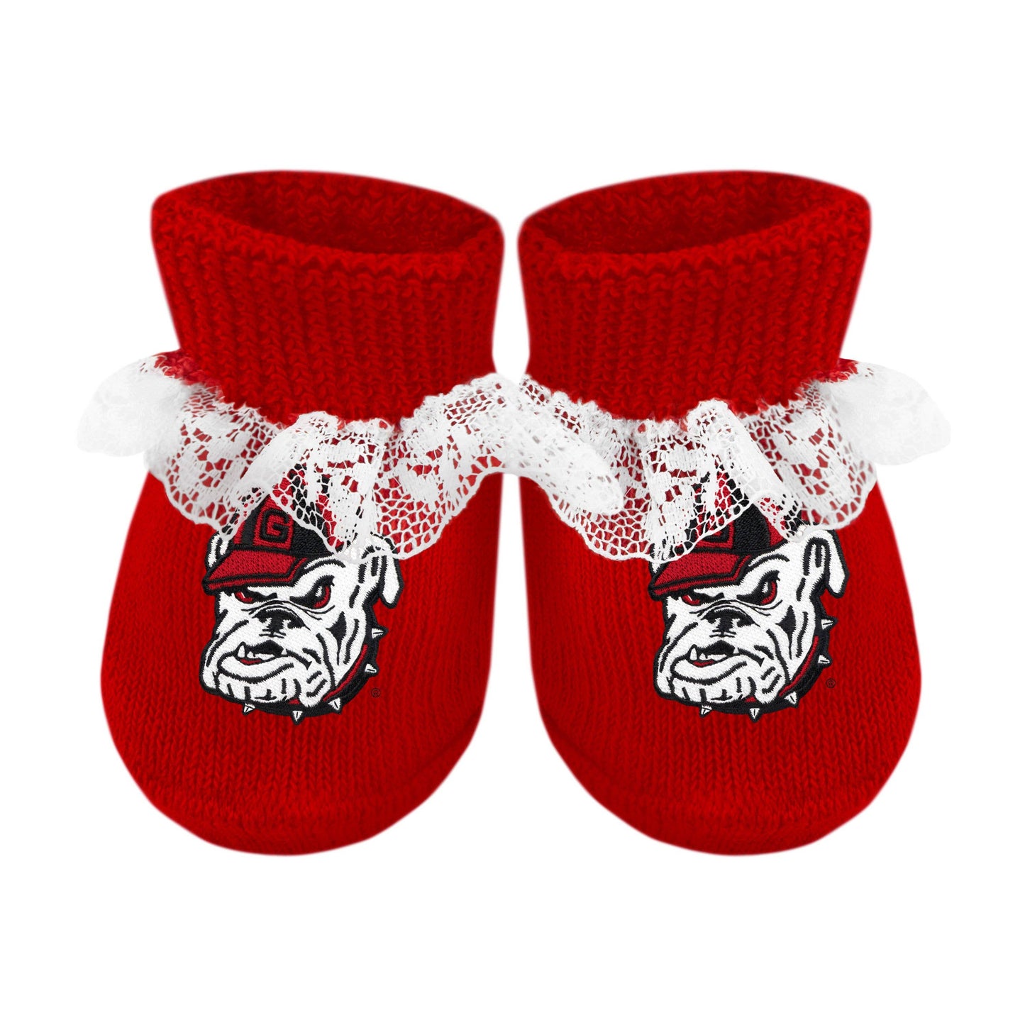 Georgia Bulldogs Newborn Lace Booties