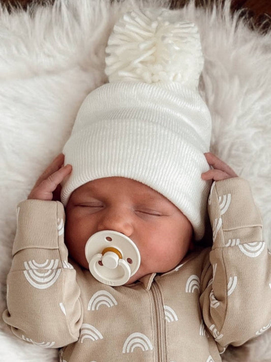 Baby's First Hat Warm White Pom