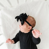 Baby Bling Bows - VELVET FAB® SKINNY: black glitter