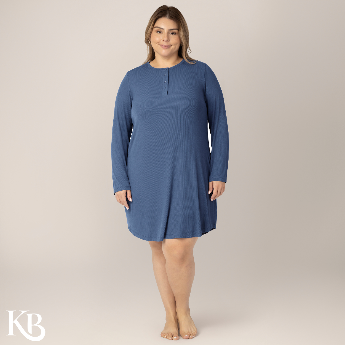 Ribbed Bamboo Maternity/Nursing Nightgown: Burgundy Plum