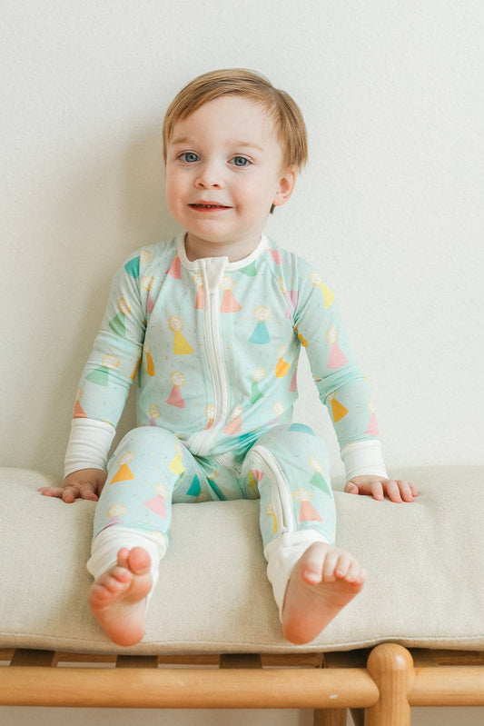 Blue Birthday Print Double Zipper Bamboo Sleeper
