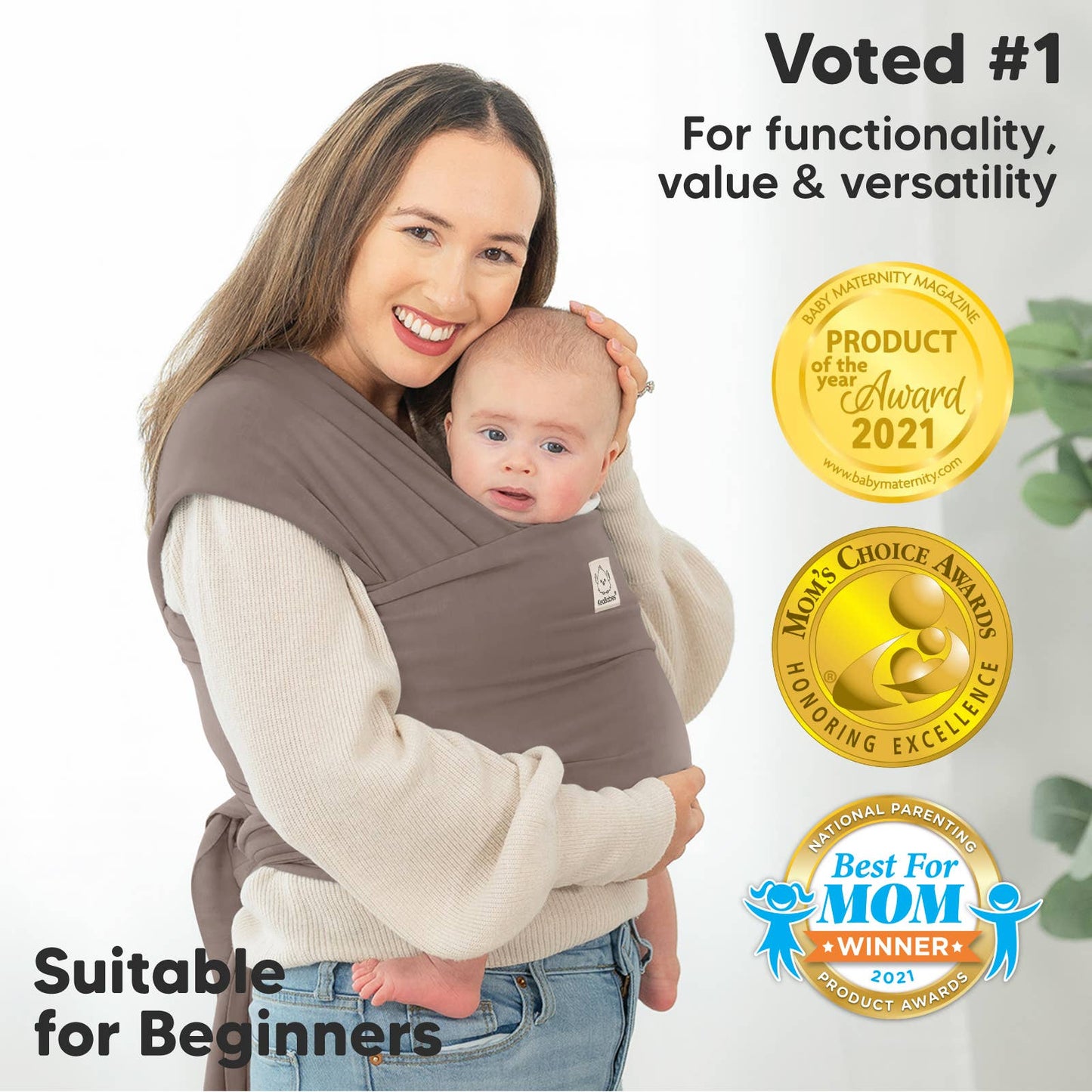 KeaBabies Original Baby Wrap Carrier: Copper Gray