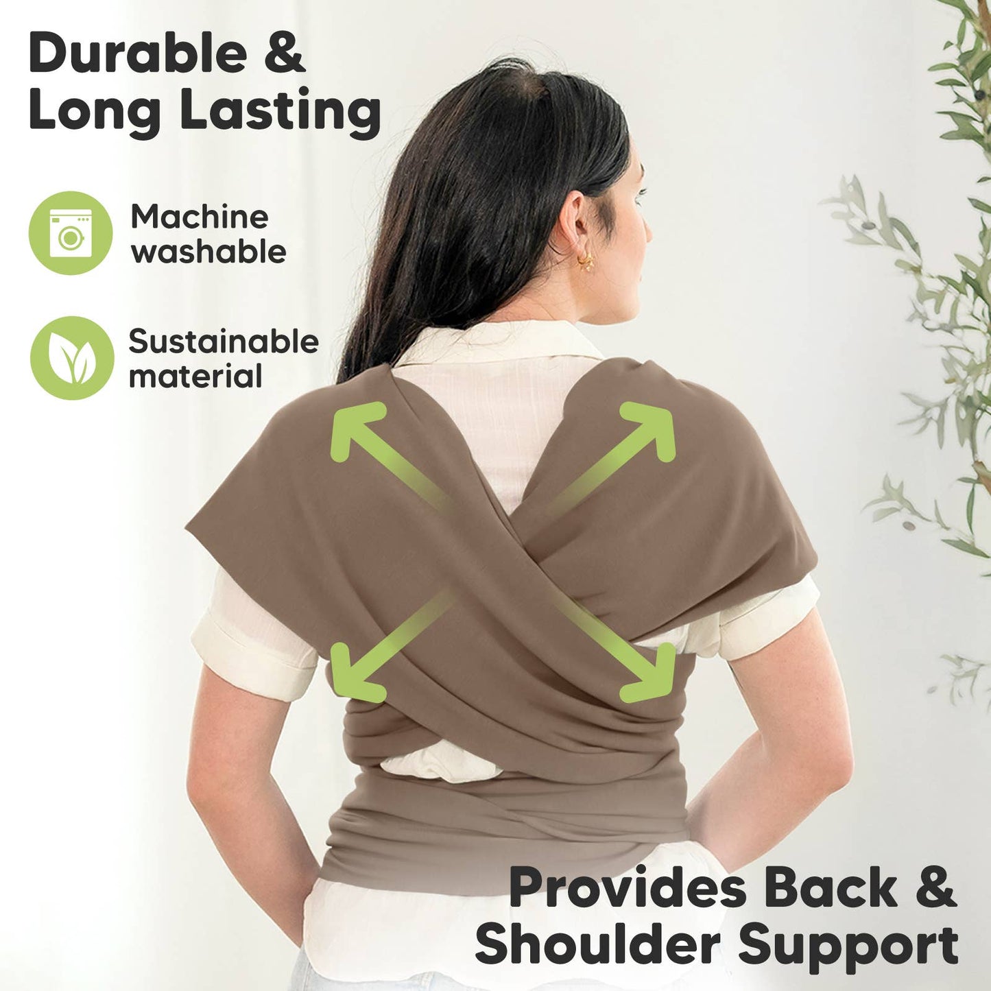 KeaBabies Original Baby Wrap Carrier: Saddle Brown