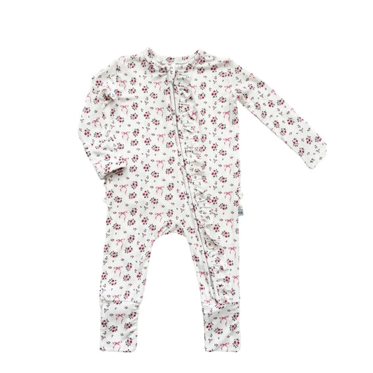 Ruffle Zipper One Piece -Cottage Floral