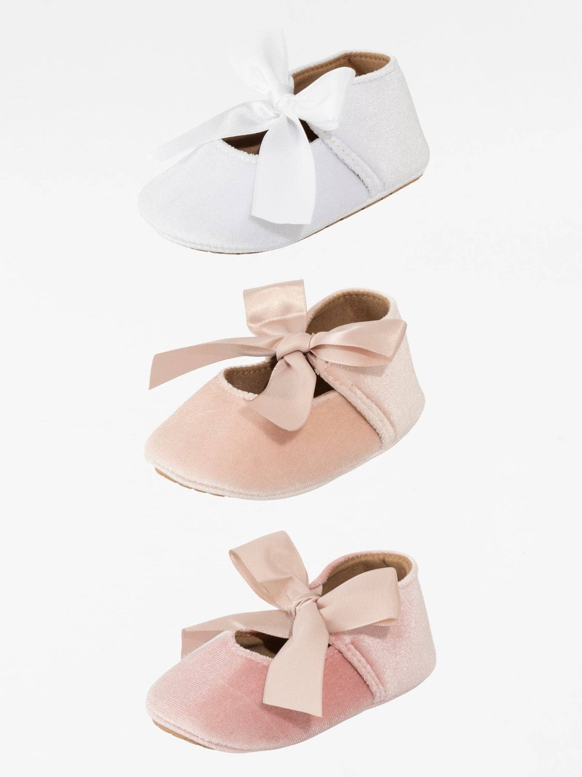 Velvet Ribbon Bow Baby Shoe Dusty Pink