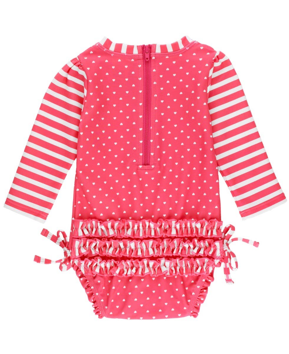 Hot Pink Heart Polka Dot Swimsuit