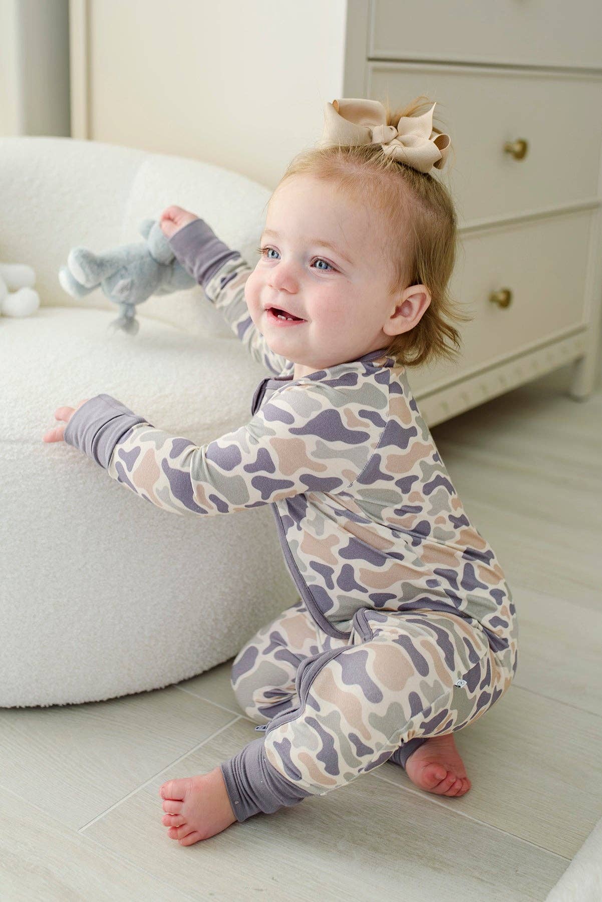 Convertible Bamboo Zip Romper | Camo Cutie