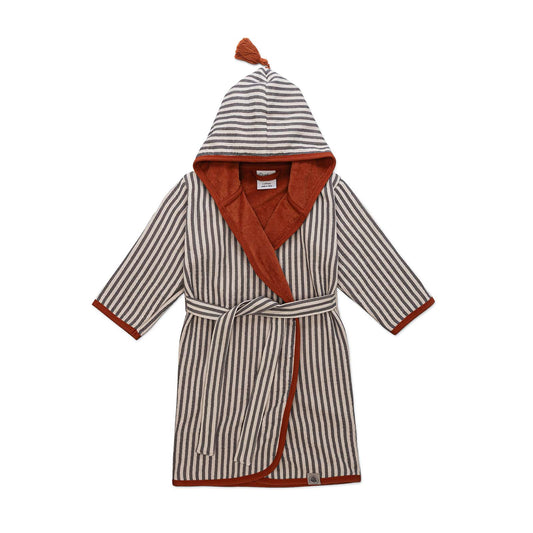 Toddler + Kids Bath Robe: Pewter Stripe / 1-3 Years