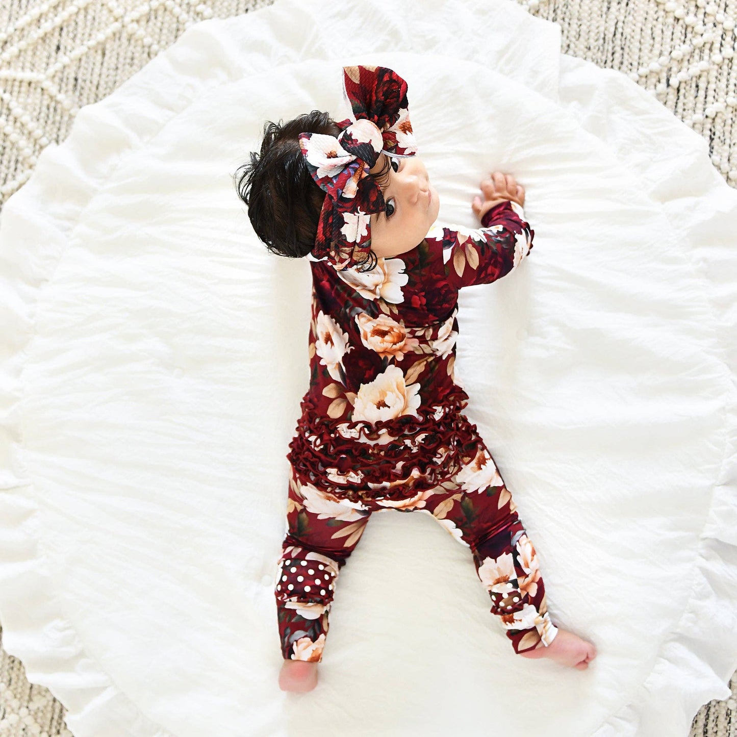 Maya RUFFLE ZIP Bamboo Onesie Floral