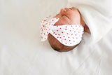 Baby Bling Bows - PATTERNED SHABBY KNOT: white/red dot