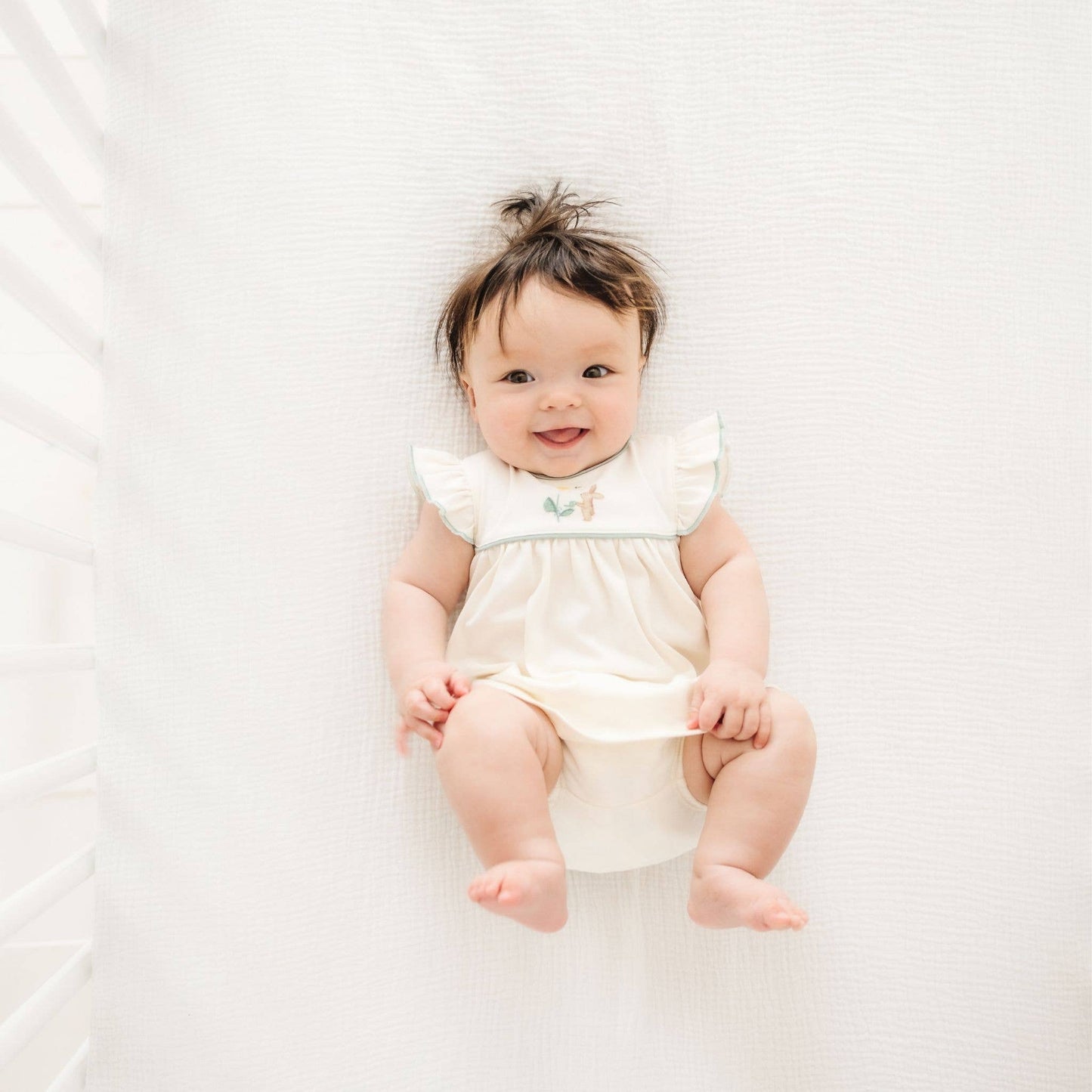 BunnyEmbroidered Ruffle Diaper Cover Set