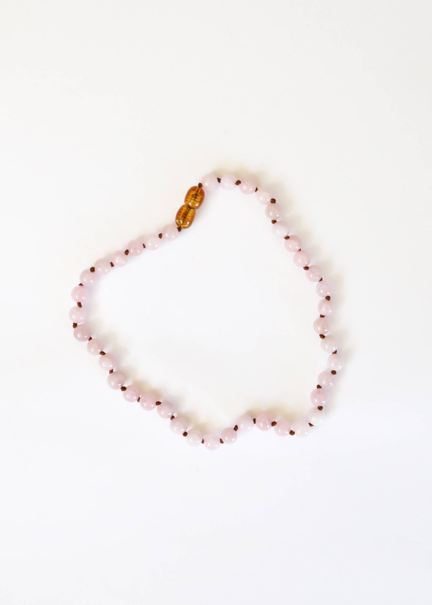 Pure Gemstone + Pink Rose Quartz Beaded Necklace :13"