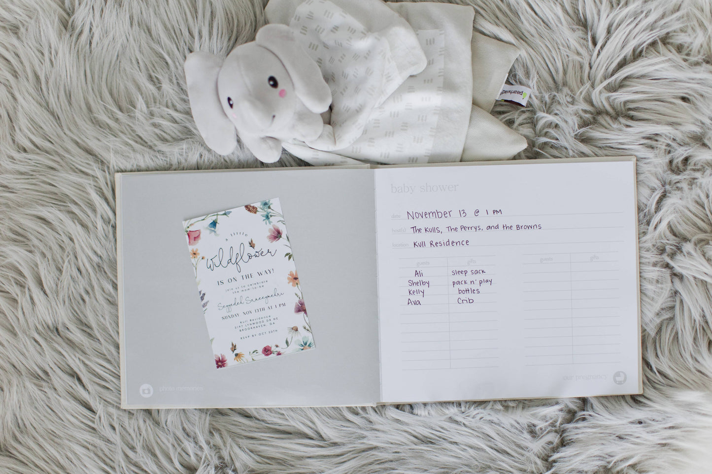 Ivory Linen Baby Memory Book