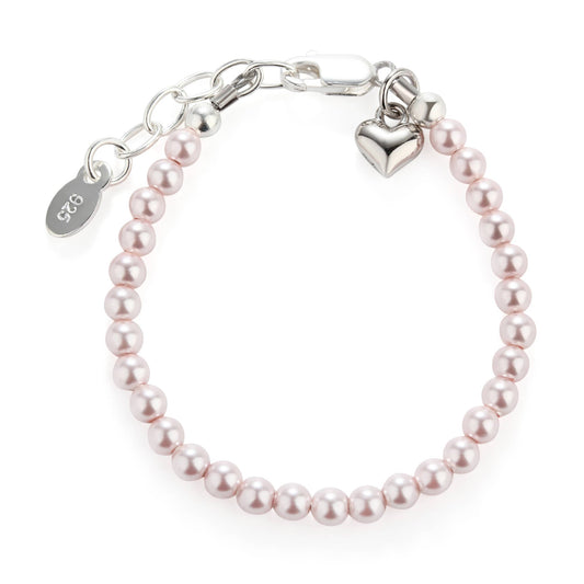 Sterling Silver Dainty Pink Pearl Bracelet: Small 0-12m