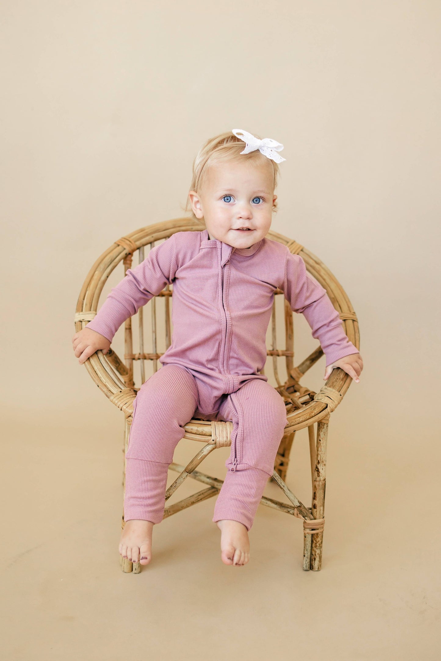Ribbed Bamboo Zippy Romper - Huckleberry