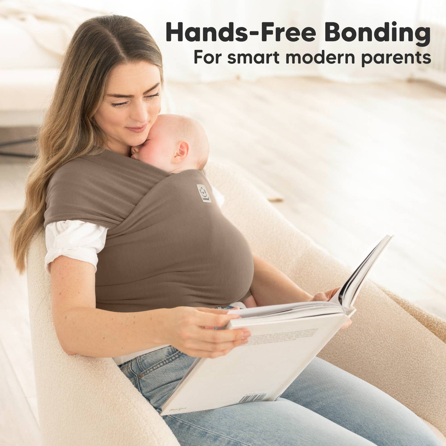 KeaBabies Original Baby Wrap Carrier: Saddle Brown