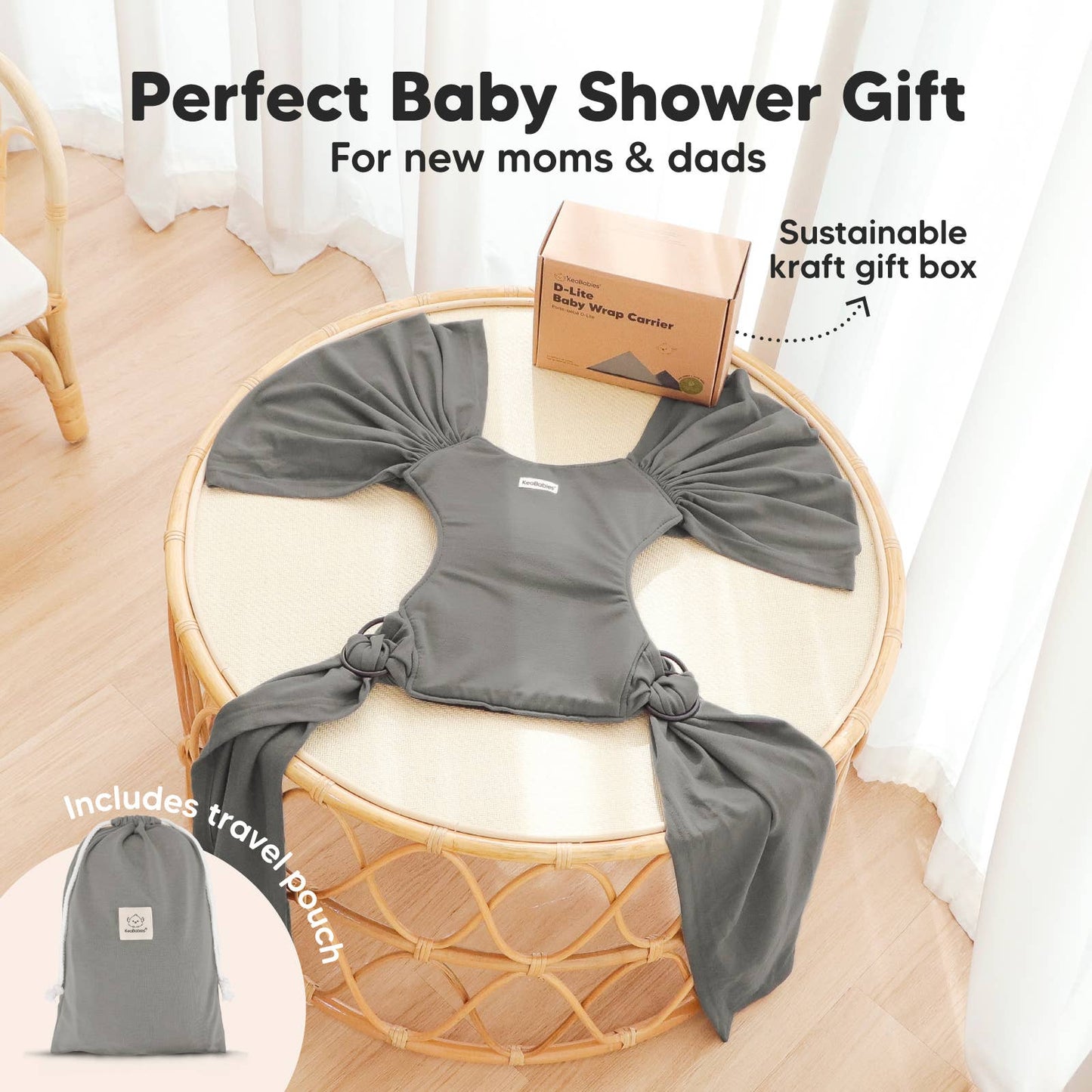 KeaBabies D-Lite Wrap Carrier: Graphite