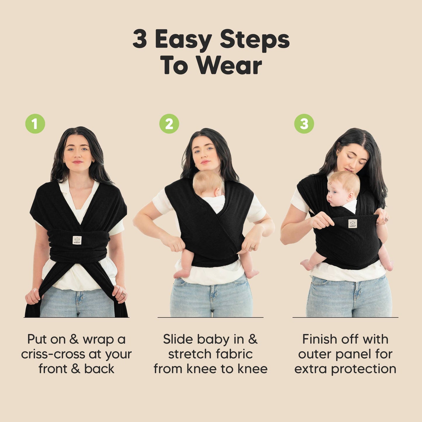 KeaBabies Original Baby Wrap Carrier: Black