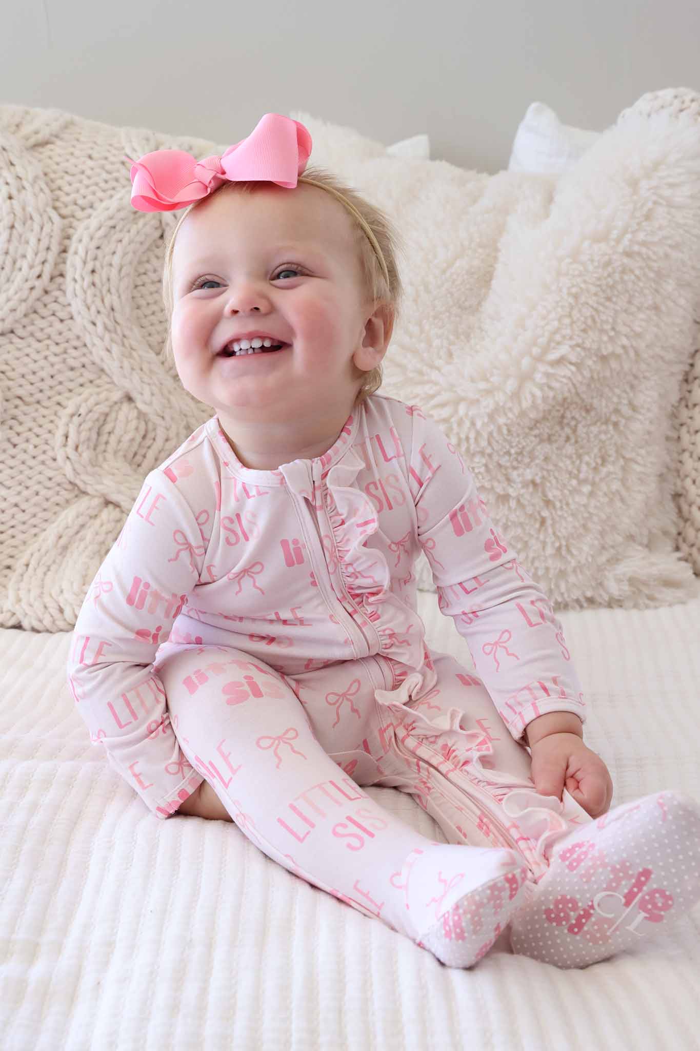 Ruffle Zipper Footie | Little Sis